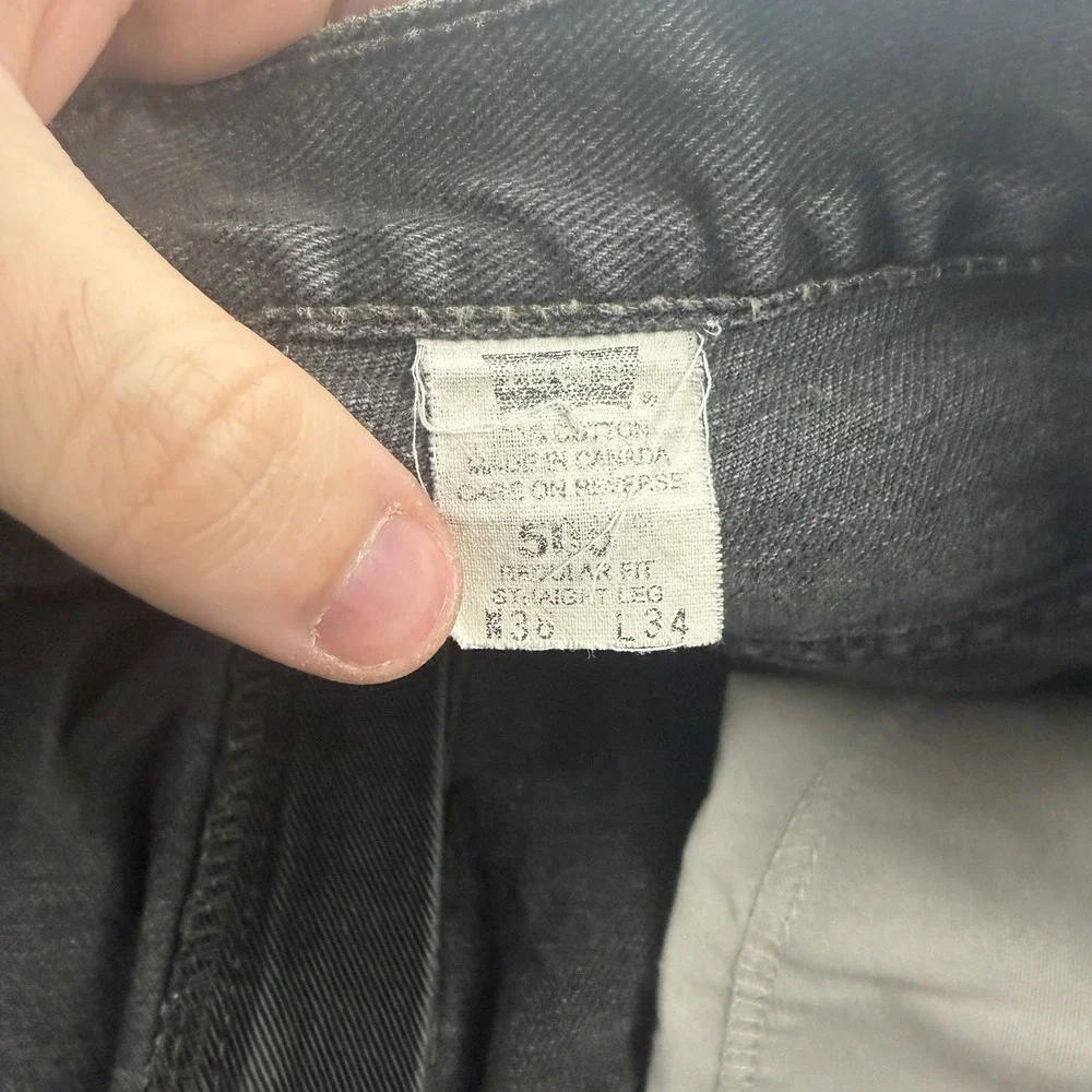 Vintage Levis 505 Jeans Mens 36x34 Black Denim Regular Fit Straight Leg Canada